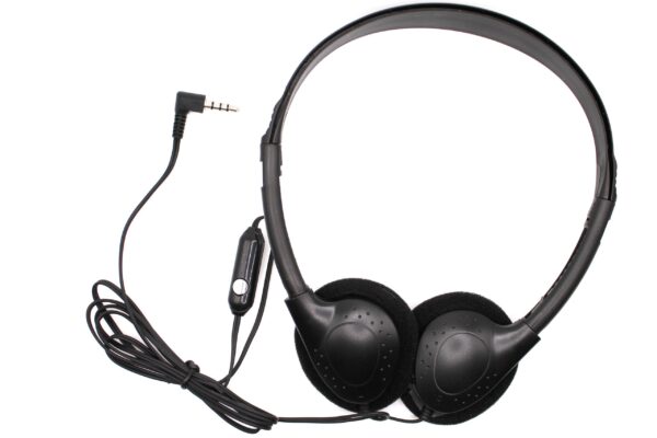 Black Foldable Over the Head Headphones with In-Line Microphone - Image 3