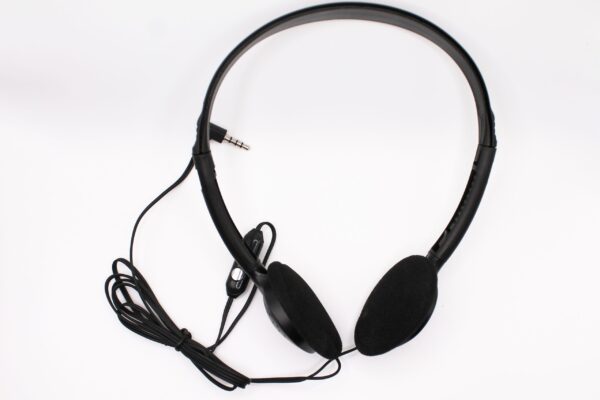 Black Foldable Over the Head Headphones with In-Line Microphone - Image 2