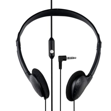 Black Foldable Over the Head Headphones with In-Line Microphone