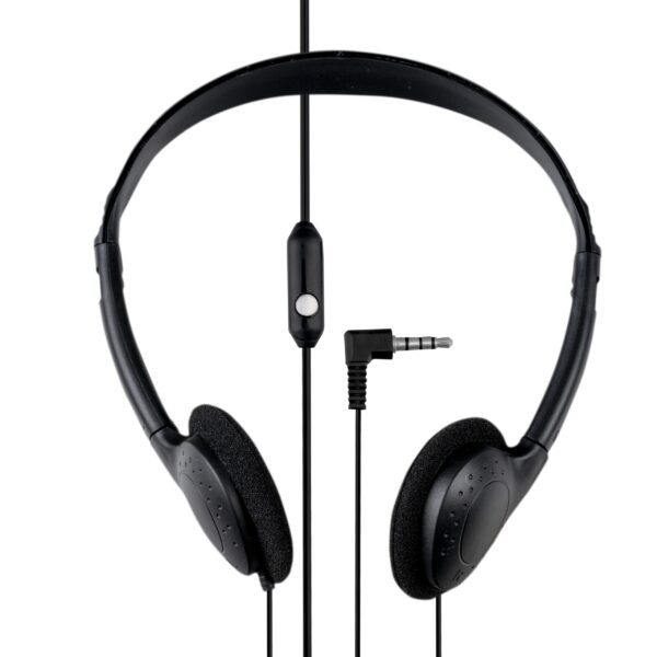 Black Foldable Over the Head Headphones with In-Line Microphone