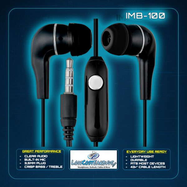 Headset / Headphones with In-Line Microphone (Model: IMB-100) - Image 2