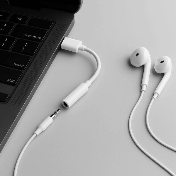 USB-C to 3.5mm Headphone/Headset Jack Adapter - White (Model: UCX-250) - Image 2