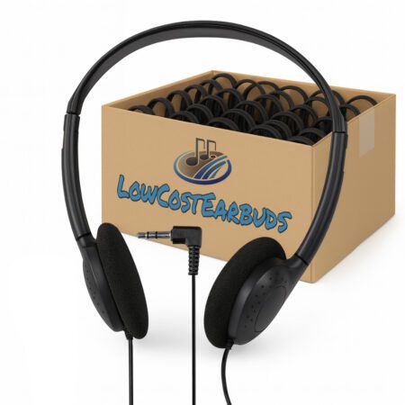 100 Pack Black Foldable Over The Head Headphones (Model: OTH-100)