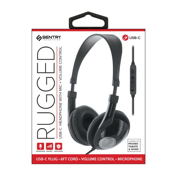 Sentry "Rugged" USB-C Headset Headphones (with In-Line Microphone) - HS262 - Image 2